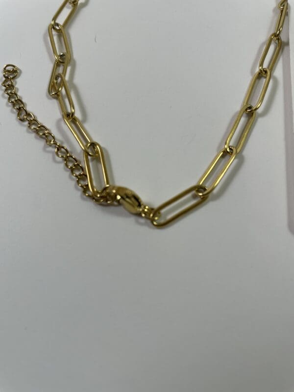 A close up of the chain on a necklace